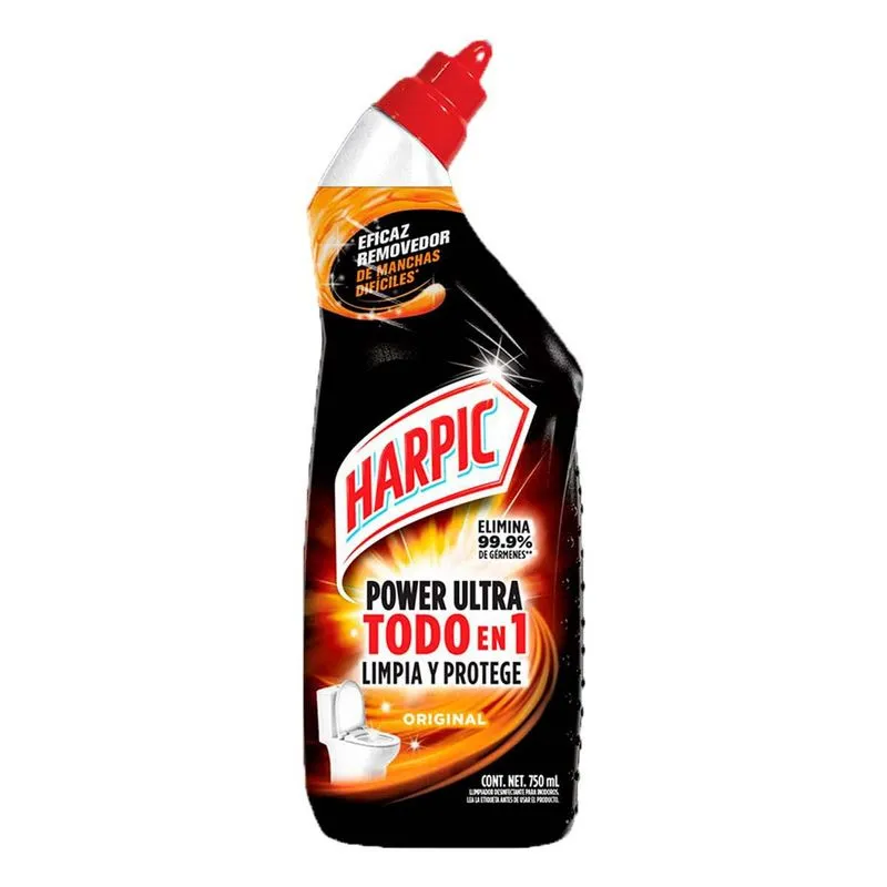 Limpiador Deisinfectante para Inodoros Power Ultra Harpic 750Ml.