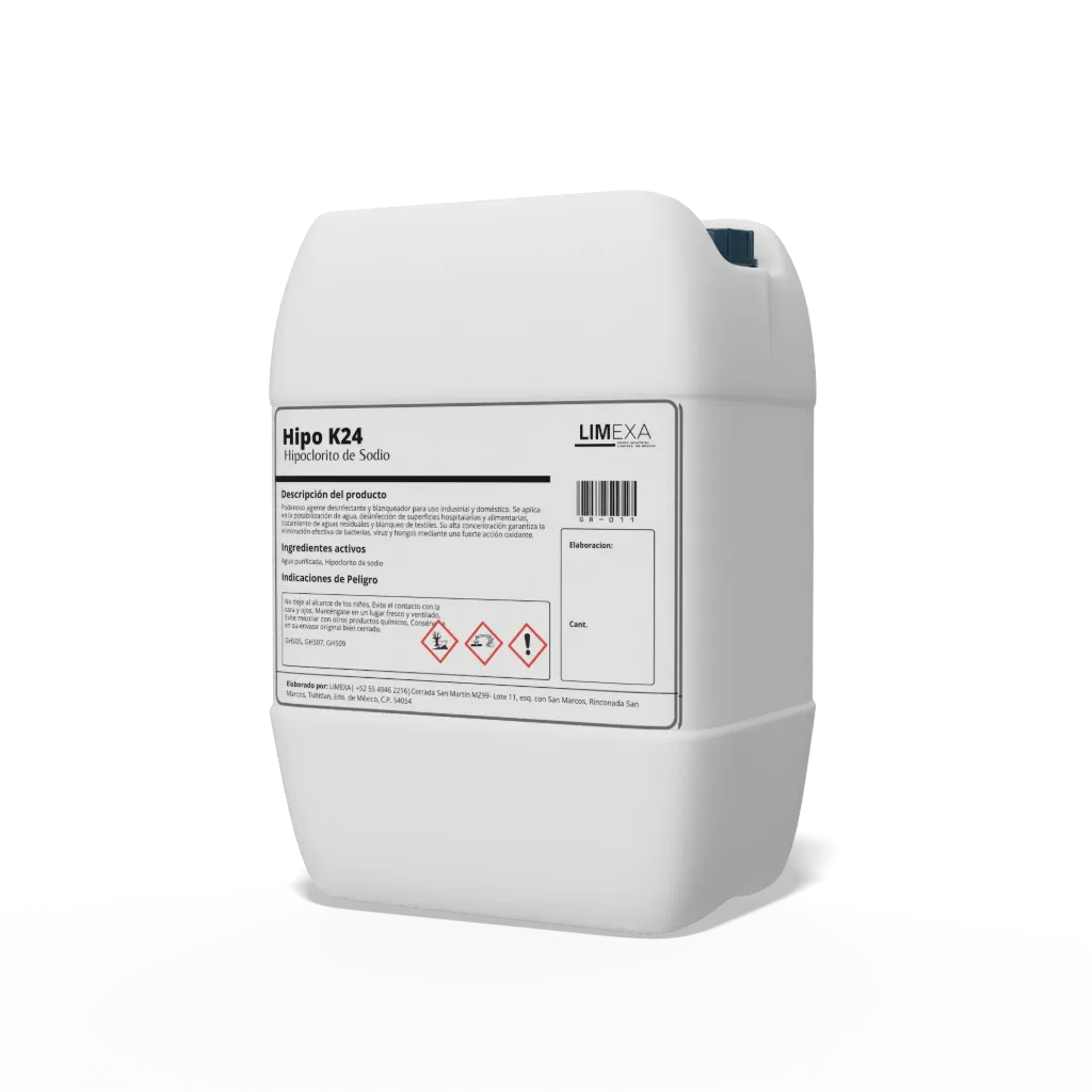 Hipo K24 - Hipoclorito de Sodio 13% (22Kg.) (Porron de 20L Seminuevo)